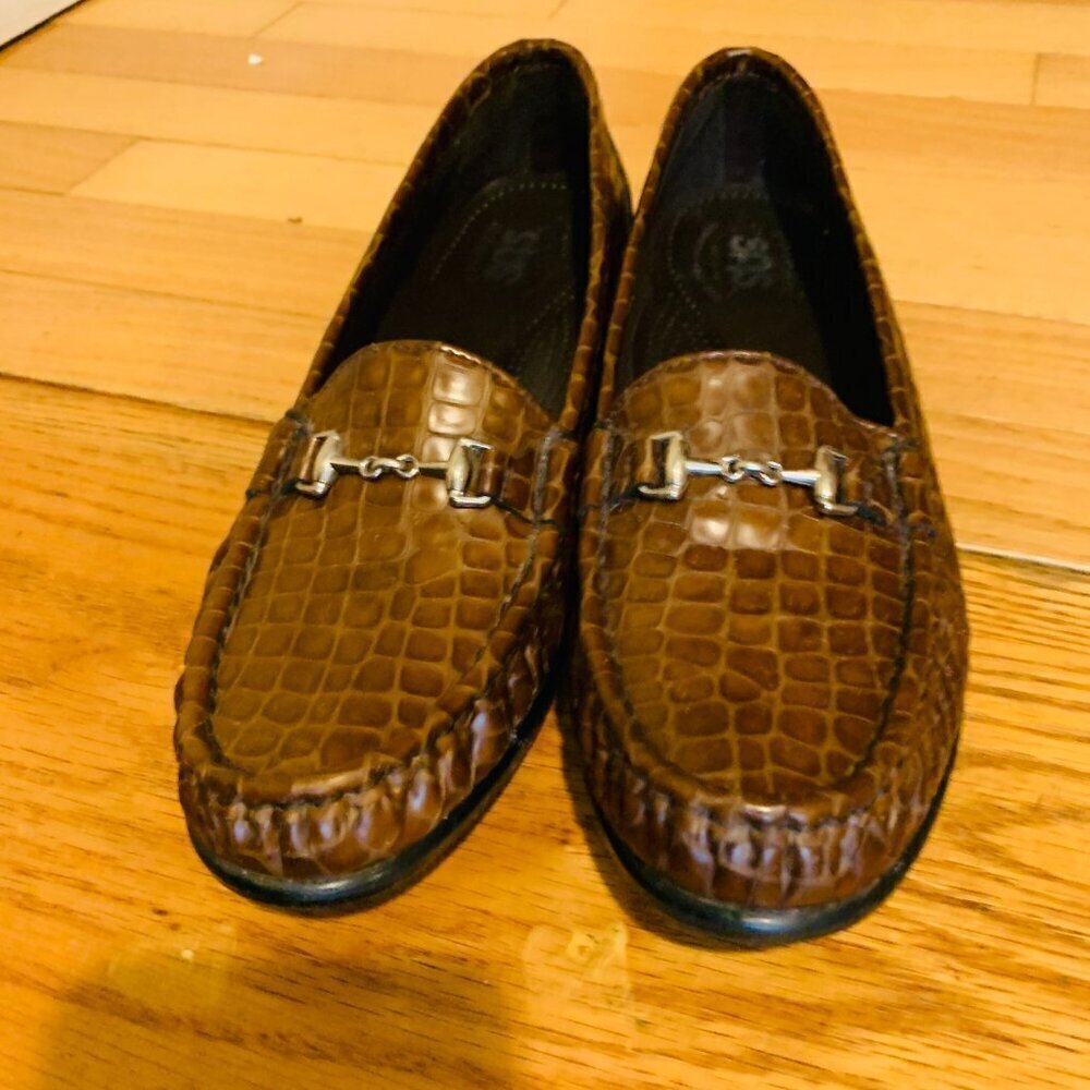 SAS Simplify Womens Size 8.5 M Brown Croc Shoes Leather Tripad Comfort Loafer - Picture 6 of 16